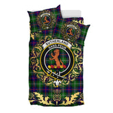 Sutherland Modern Tartan Crest Bedding Set - Golden Thistle Style