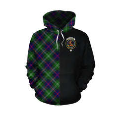 Sutherland Modern Tartan Hoodie Half of Me - Cross Style