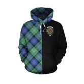 Sutherland Old Ancient Tartan Hoodie Half of Me - Cross Style