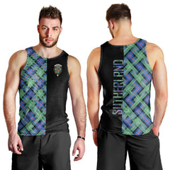 Sutherland Old Ancient Tartan Crest Men's Tank Top - Cross Style