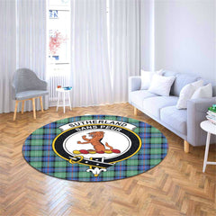 Sutherland Old Ancient Tartan Crest Round Rug