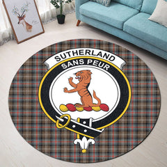 Sutherland Weathered Tartan Crest Round Rug