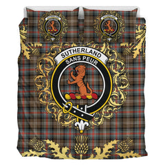 Sutherland Weathered Tartan Crest Bedding Set - Golden Thistle Style