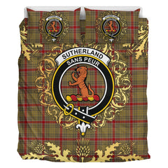 Sutherland of Duffus Tartan Crest Bedding Set - Golden Thistle Style