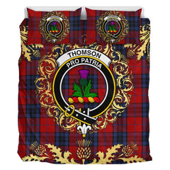 Thompson 02 Tartan Crest Bedding Set - Golden Thistle Style