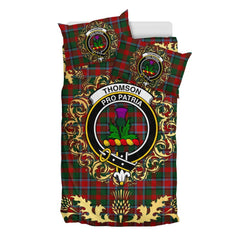 Thompson (Mackinlay) Tartan Crest Bedding Set - Golden Thistle Style