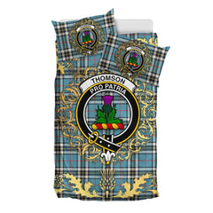 Thomson Tartan Crest Bedding Set - Golden Thistle Style