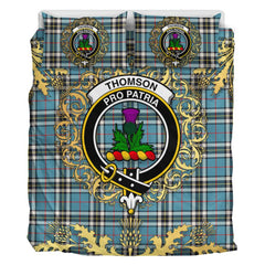 Thomson Tartan Crest Bedding Set - Golden Thistle Style