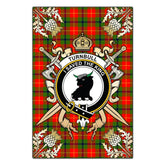 Turnbull Dress Tartan Crest Black Garden Flag - Gold Thistle Style