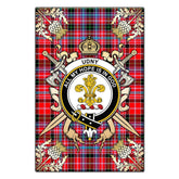 Udny Tartan Crest Black Garden Flag - Gold Thistle Style