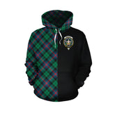 Urquhart Broad Red Ancient Tartan Hoodie Half of Me - Cross Style