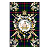 Urquhart Modern Tartan Crest Black Garden Flag - Gold Thistle Style