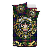 Urquhart Modern Tartan Crest Bedding Set - Golden Thistle Style