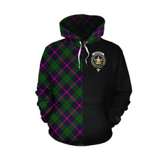 Urquhart Modern Tartan Hoodie Half of Me - Cross Style