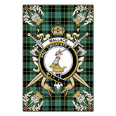 Wallace Hunting Ancient Tartan Crest Black Garden Flag - Gold Thistle Style