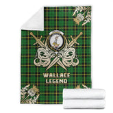 Wallace Hunting Green Tartan Gold Courage Symbol Blanket