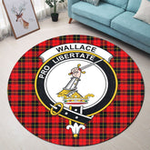 Wallace Hunting Red Tartan Crest Round Rug