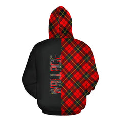 Wallace Hunting Red Tartan Hoodie Half of Me - Cross Style