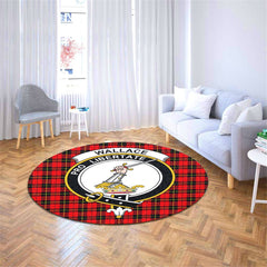 Wallace Hunting Red Tartan Crest Round Rug