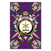 Wardlaw Modern Tartan Crest Black Garden Flag - Gold Thistle Style