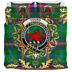 Young Modern Tartan Crest Bedding Set - Golden Thistle Style
