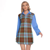 Anderson Ancient Tartan Women's Lapel Shirt Dress With Long Sleeve