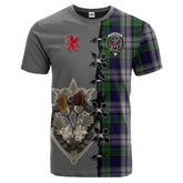 Colquhoun Dress Tartan T-shirt - Lion Rampant And Celtic Thistle Style
