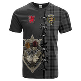 Drummond Grey Tartan T-shirt - Lion Rampant And Celtic Thistle Style
