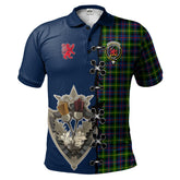 Farquharson Modern Tartan Polo Shirt - Lion Rampant And Celtic Thistle Style