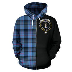 MacKay Blue Tartan Crest Zipper Hoodie - Half Of Me Style