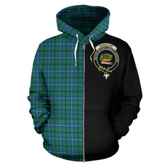 Douglas Ancient Tartan Crest Zipper Hoodie - Half Of Me Style