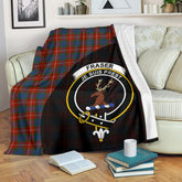 Fraser Ancient Tartan Crest Blanket Wave Style