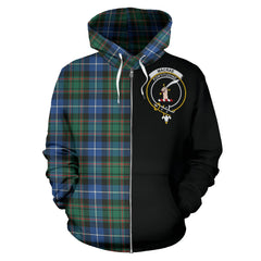 MacRae Hunting Ancient Tartan Crest Zipper Hoodie - Half Of Me Style