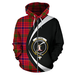 MacRae Modern Tartan Crests Zipper Hoodie - Circle Style