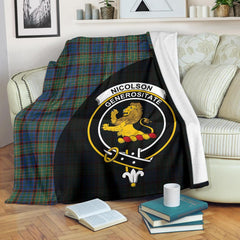 Nicolson Hunting Ancient Tartan Crest Blanket Wave Style