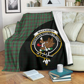 MacKinnon Hunting Ancient Tartan Crest Blanket Wave Style