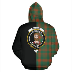 Menzies Green Ancient Tartan Crest Zipper Hoodie - Half Of Me Style