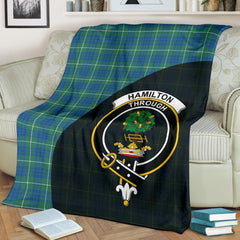 Hamilton Hunting Ancient Tartan Crest Blanket Wave Style