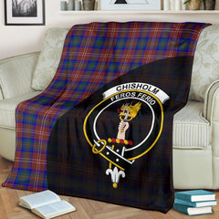 Chisholm Hunting Modern Tartan Crest Blanket Wave Style