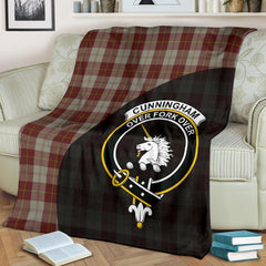 Cunningham Burgundy Dancers Tartan Crest Blanket Wave Style