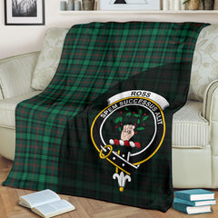 Ross Hunting Modern Tartan Crest Blanket Wave Style - SP