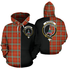 Morrison Red Ancient Tartan Crest Zipper Hoodie - Half Of Me Style
