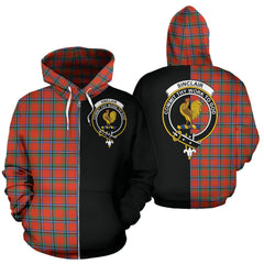 Sinclair Ancient Tartan Crest Zipper Hoodie - Half Of Me Style
