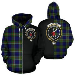 Colquhoun Modern Tartan Crest Zipper Hoodie - Half Of Me Style