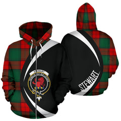 Stewart Atholl Modern Tartan Crest Zipper Hoodie - Circle Style