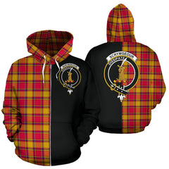 Scrymgeour Tartan Crest Zipper Hoodie - Half Of Me Style