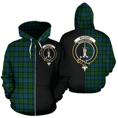 MacKay Modern Tartan Crest Zipper Hoodie - Half Of Me Style