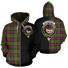 MacDonald of Clanranald Tartan Crest Zipper Hoodie - Half Of Me Style
