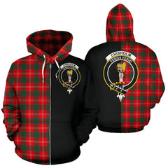 Chisholm Modern Tartan Crest Zipper Hoodie - Half Of Me Style