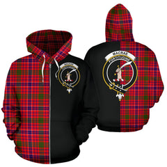 MacRae Modern Tartan Crest Zipper Hoodie - Half Of Me Style